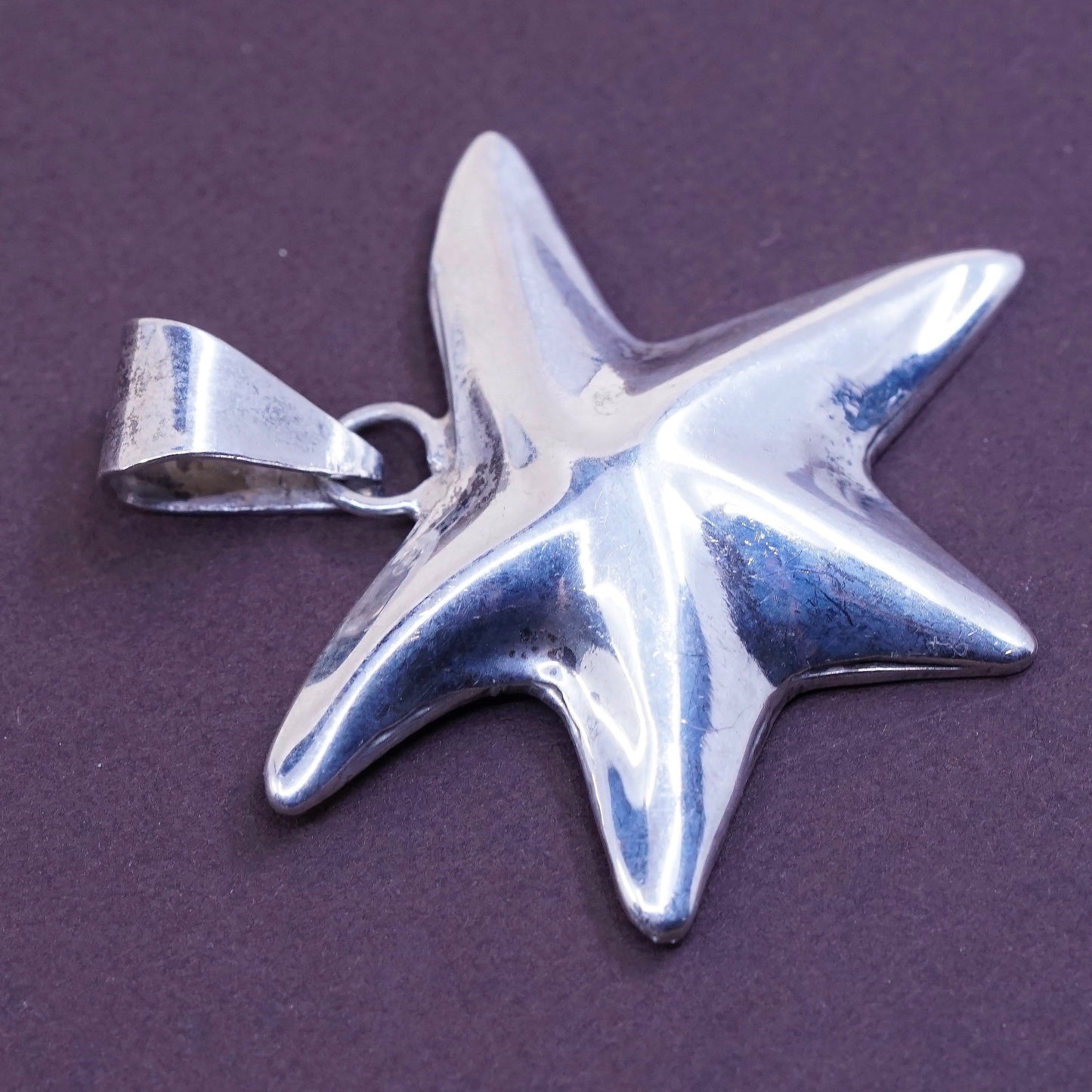 Vintage sterling silver handmade pendant, mexico 925 star, starfish, unique