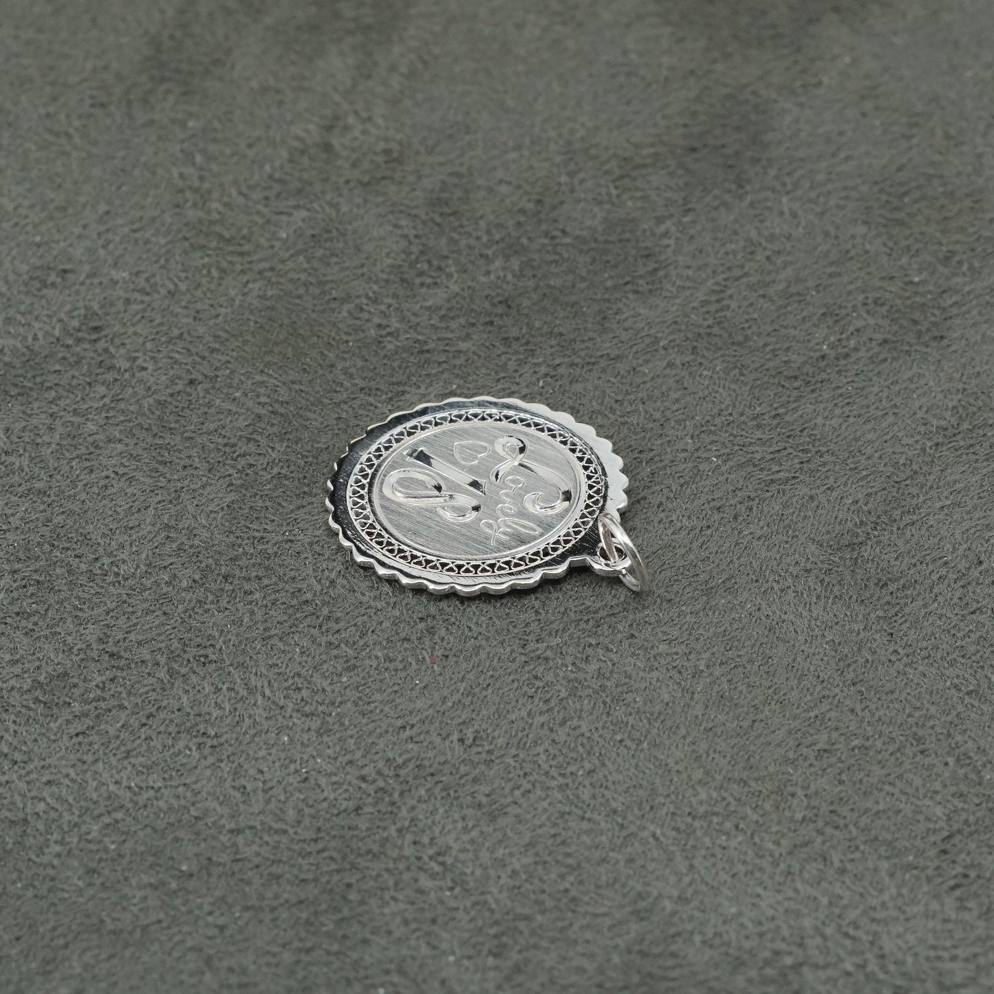 vtg Sterling silver handmade engraved "lovely 18" pendant, 925 tag charm