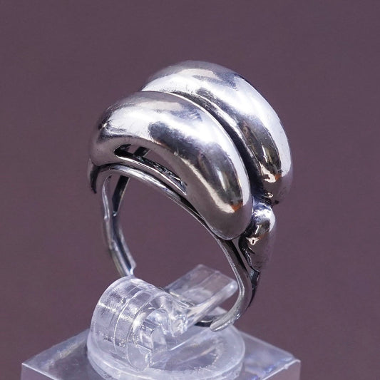 Size adjustable, vtg BEAU Sterling silver handmade ring, 925 ribbed band