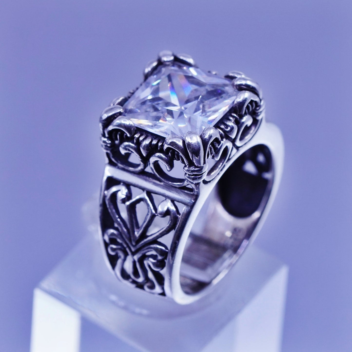 Size 7, Silpada R0981 Uptown Cubic Zirconia Sterling Silver Filigree Ring BNIB