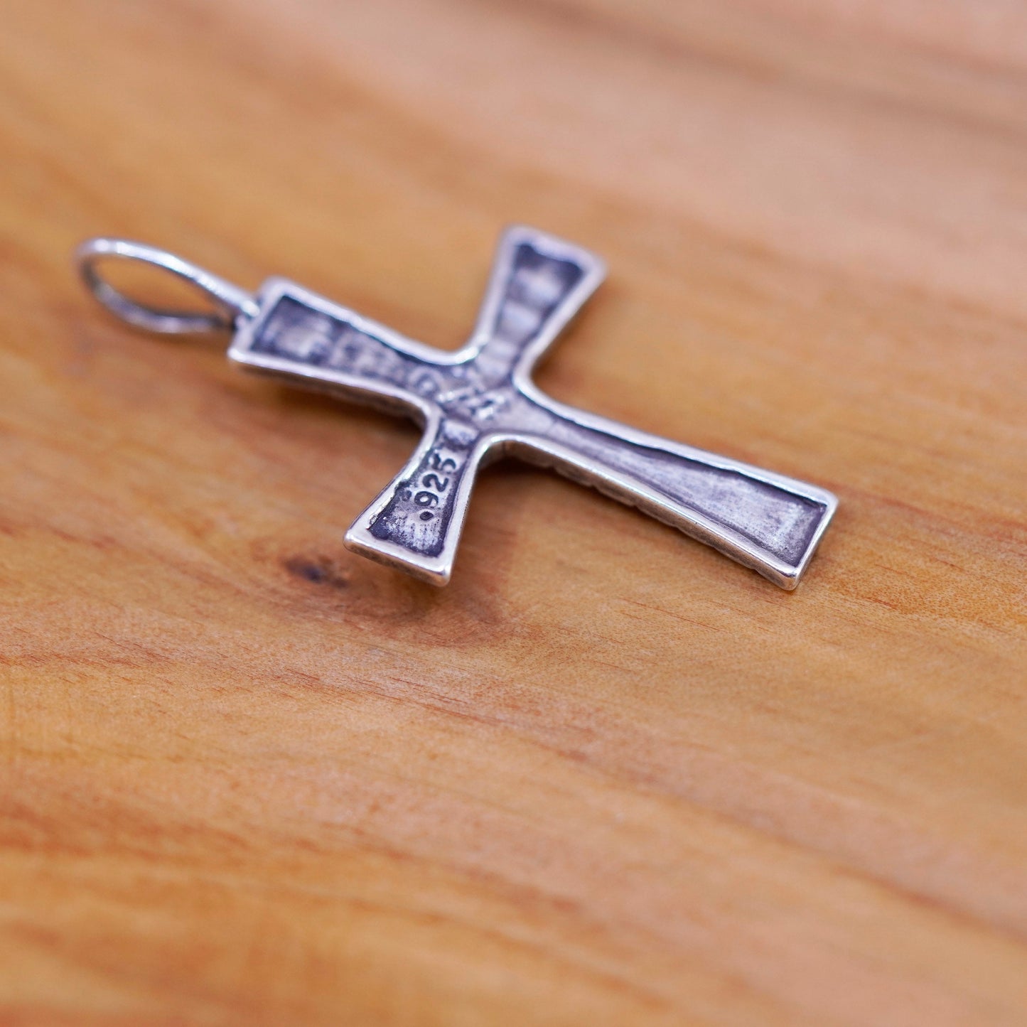 Vintage Sterling silver handmade pendant, 925 textured cross