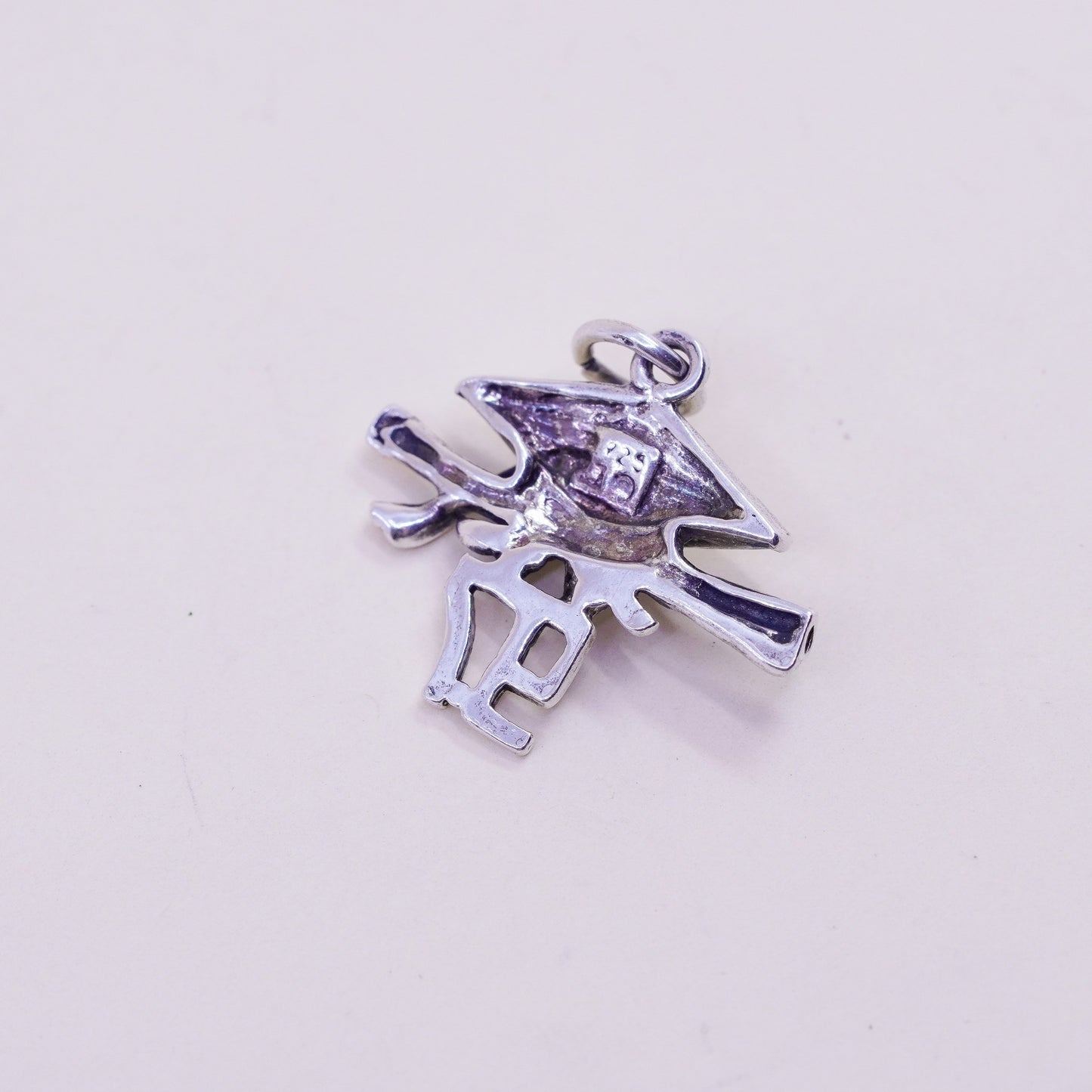 Vintage sterling silver 97 graduation cap pendant, 925 charm