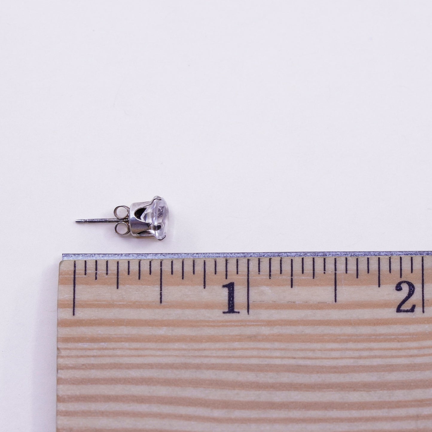 7mm, Vintage sterling 925 silver genuine round cz studs, earrings
