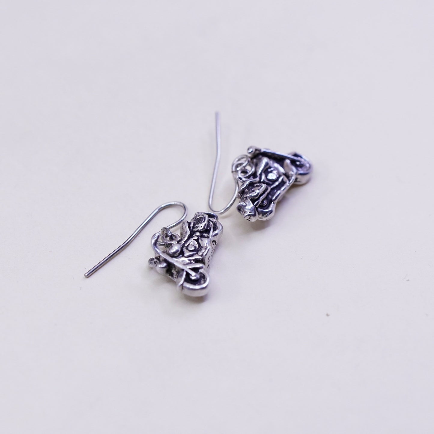 shube Sterling silver handmade earrings, 925 motorcycles bike Bicycle dangles