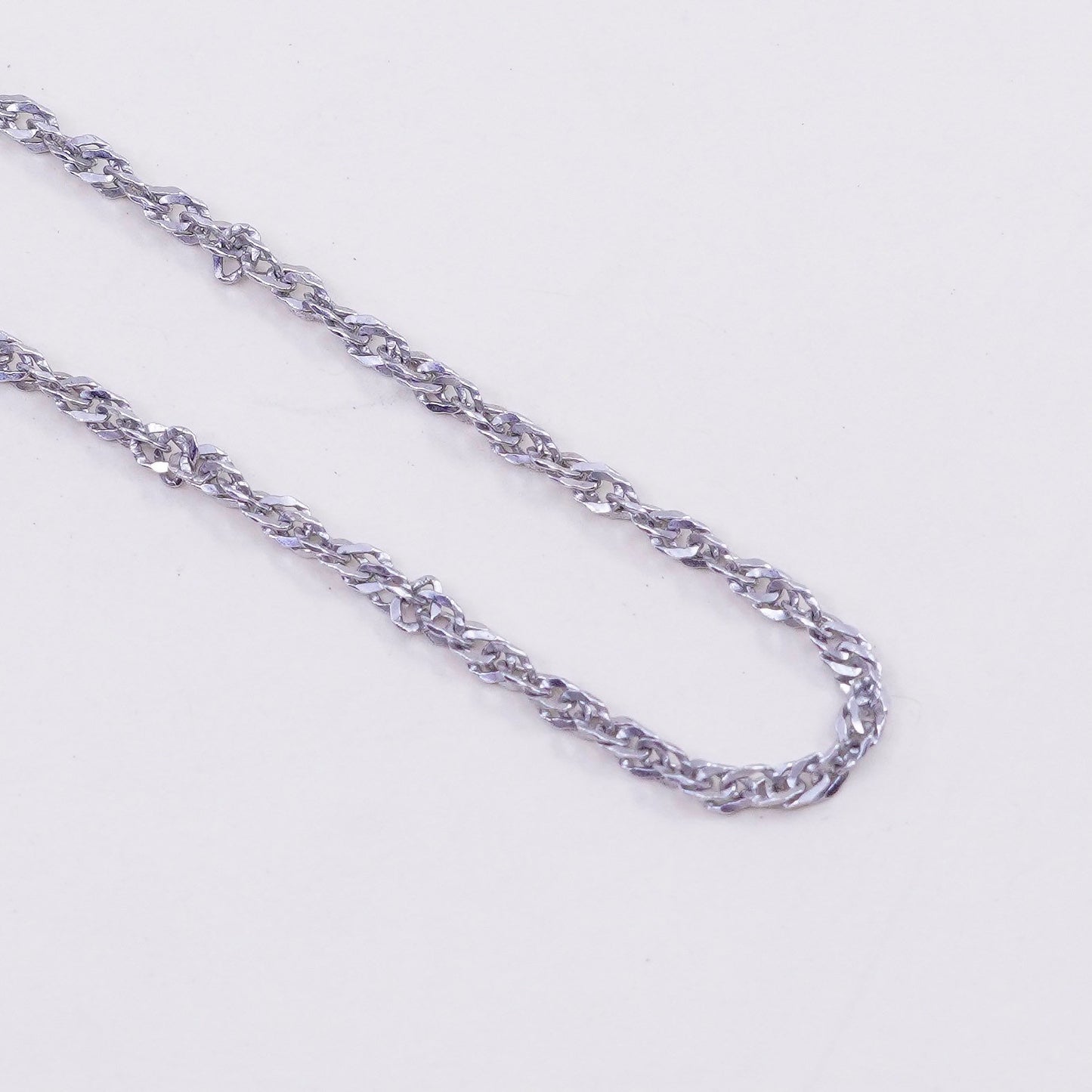 18”, 2mm, Vintage sterling silver Italy 925 silver twisted curb chain, necklace