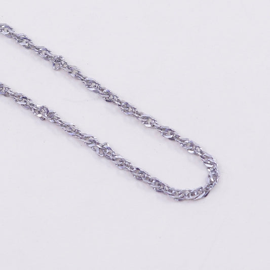 18”, 2mm, Vintage sterling silver Italy 925 silver twisted curb chain, necklace