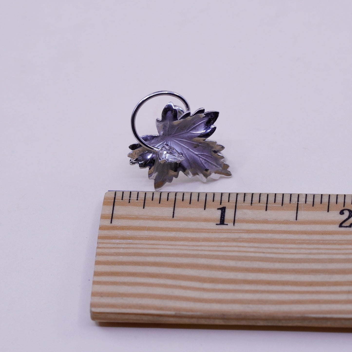 vtg CA Sterling silver handmade earrings, 925 screw back earrings grape leaf