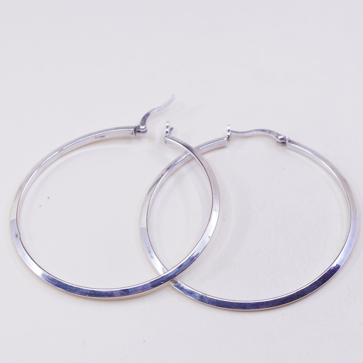 2” vtg JCM sterling silver loop earrings, fashion minimalist primitive hoops
