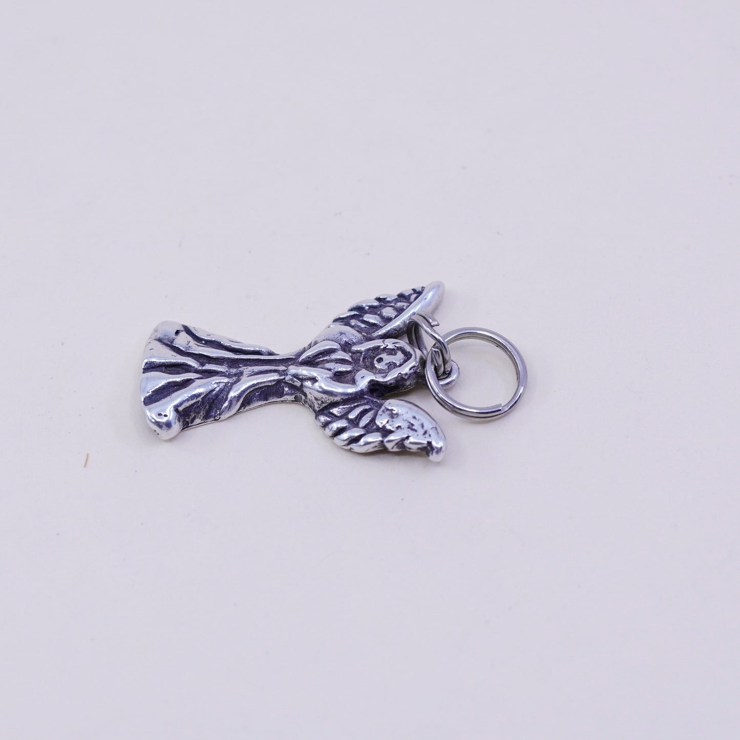 Vintage Sterling 925 silver handmade angel pendant charm