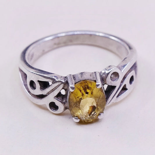 Size 6, vintage Sterling silver handmade ring, filigree 925 w/ citrine