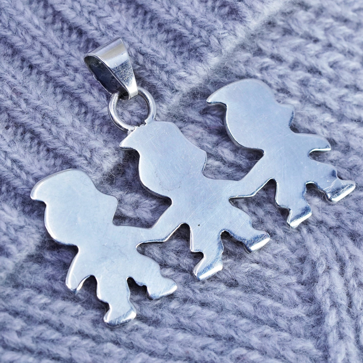 Vintage sterling 925 silver handmade friends friendship figures pendant charm