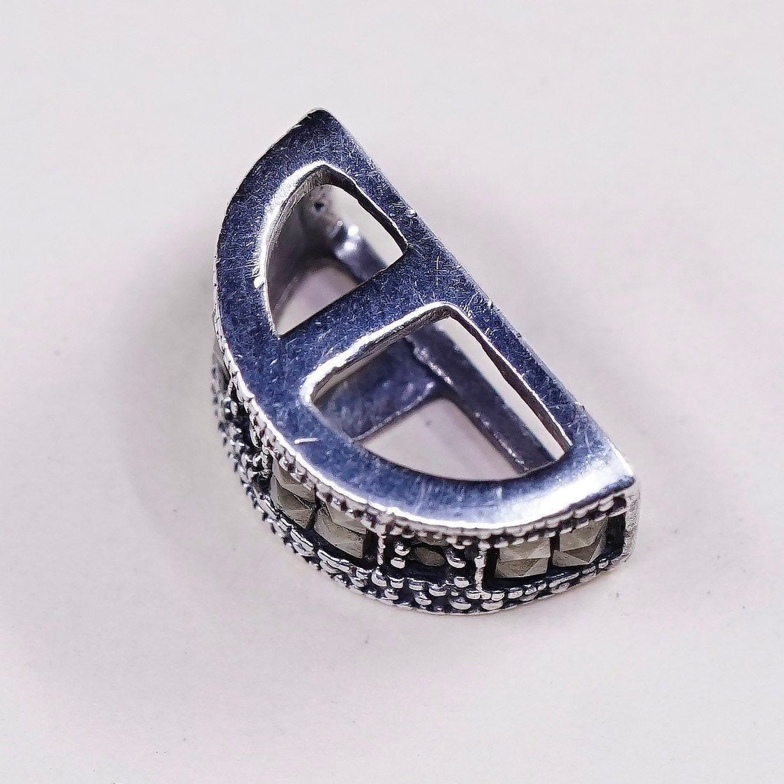 VTG sterling silver handmade pendant, 925 silver with marcasite pendant