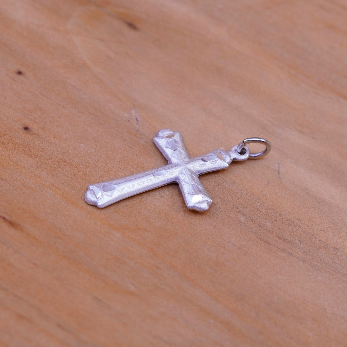 Vintage Sterling silver handmade pendant, 925 textured cross