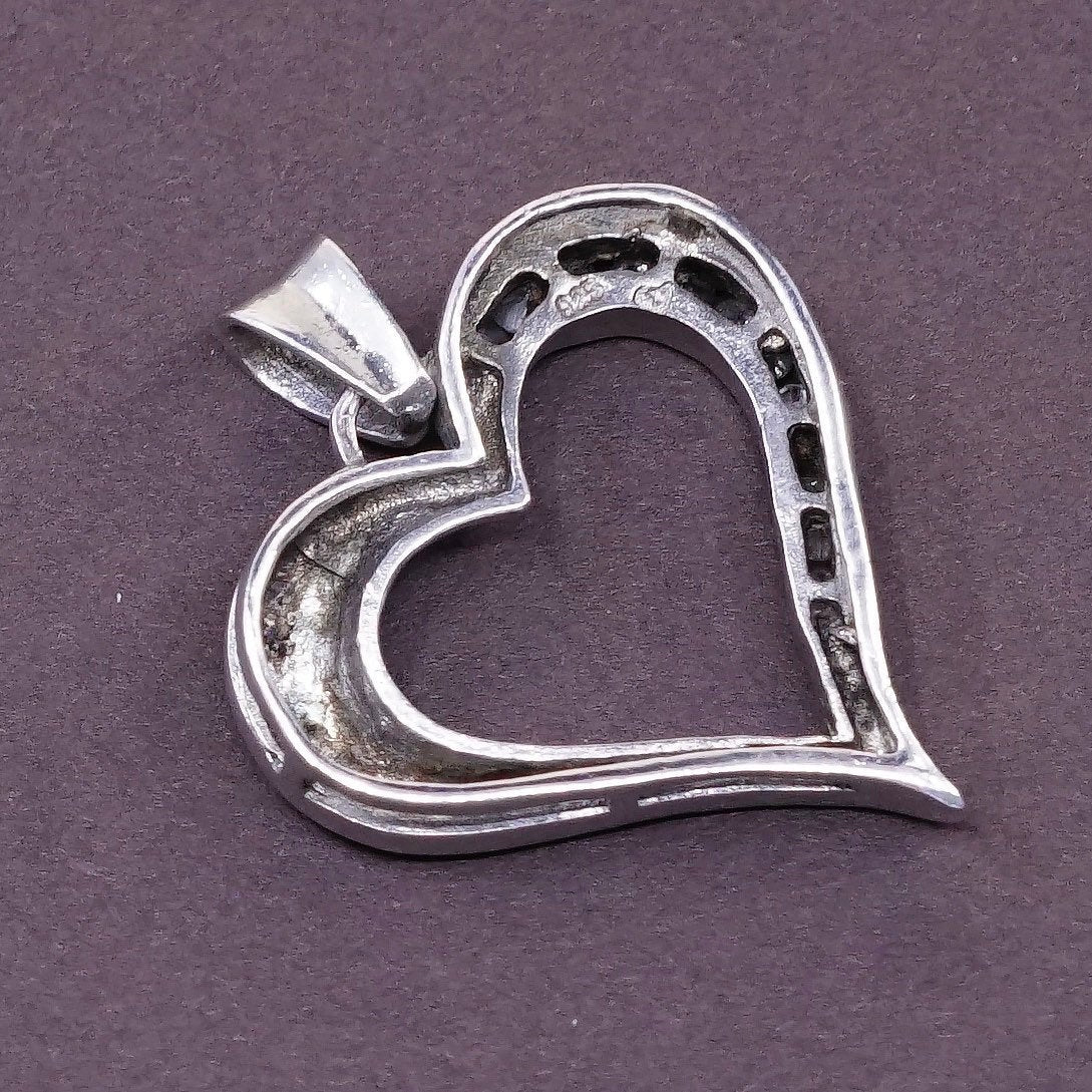 Sterling silver heart shaped pendant, 925 w/ clear Swarovski crystal