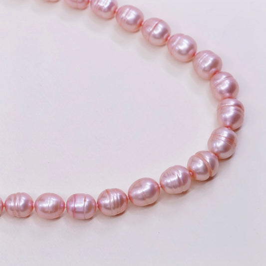 18+2”, 6-7mm freshwater pink pearl necklace chain w/ sterling 925 silver clasp