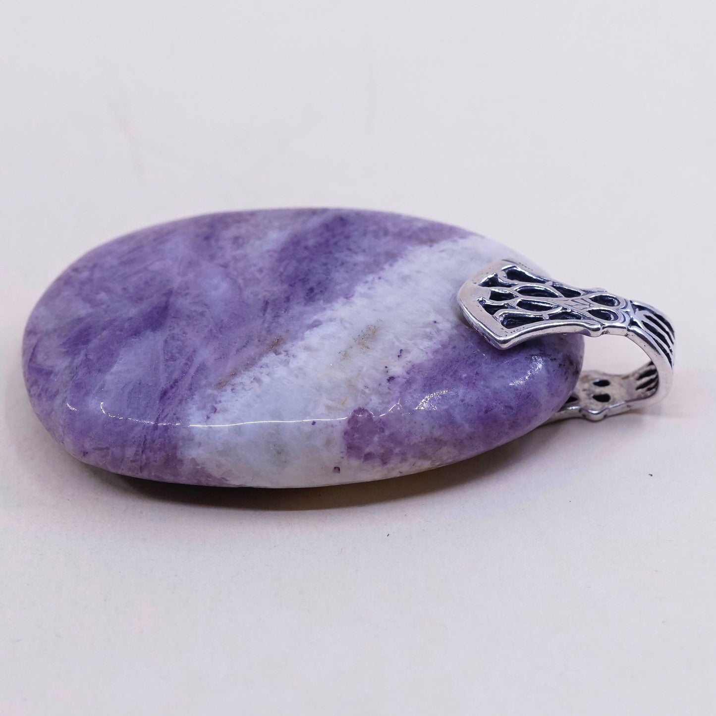 Vintage Sterling silver handmade pendant, 925 silver with amethyst