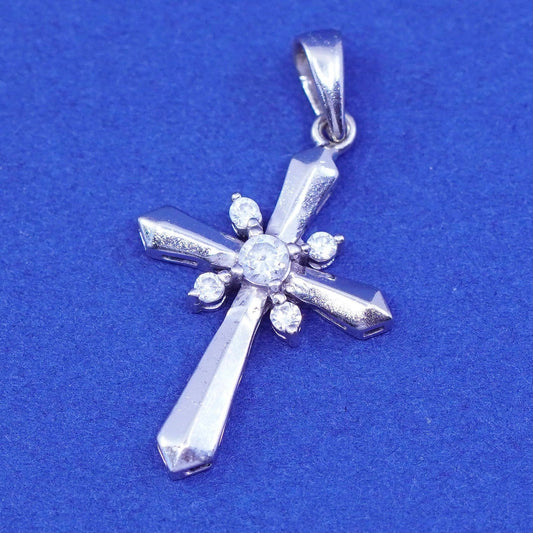 Vintage Sterling silver handmade pendant, 925 cross with Cz