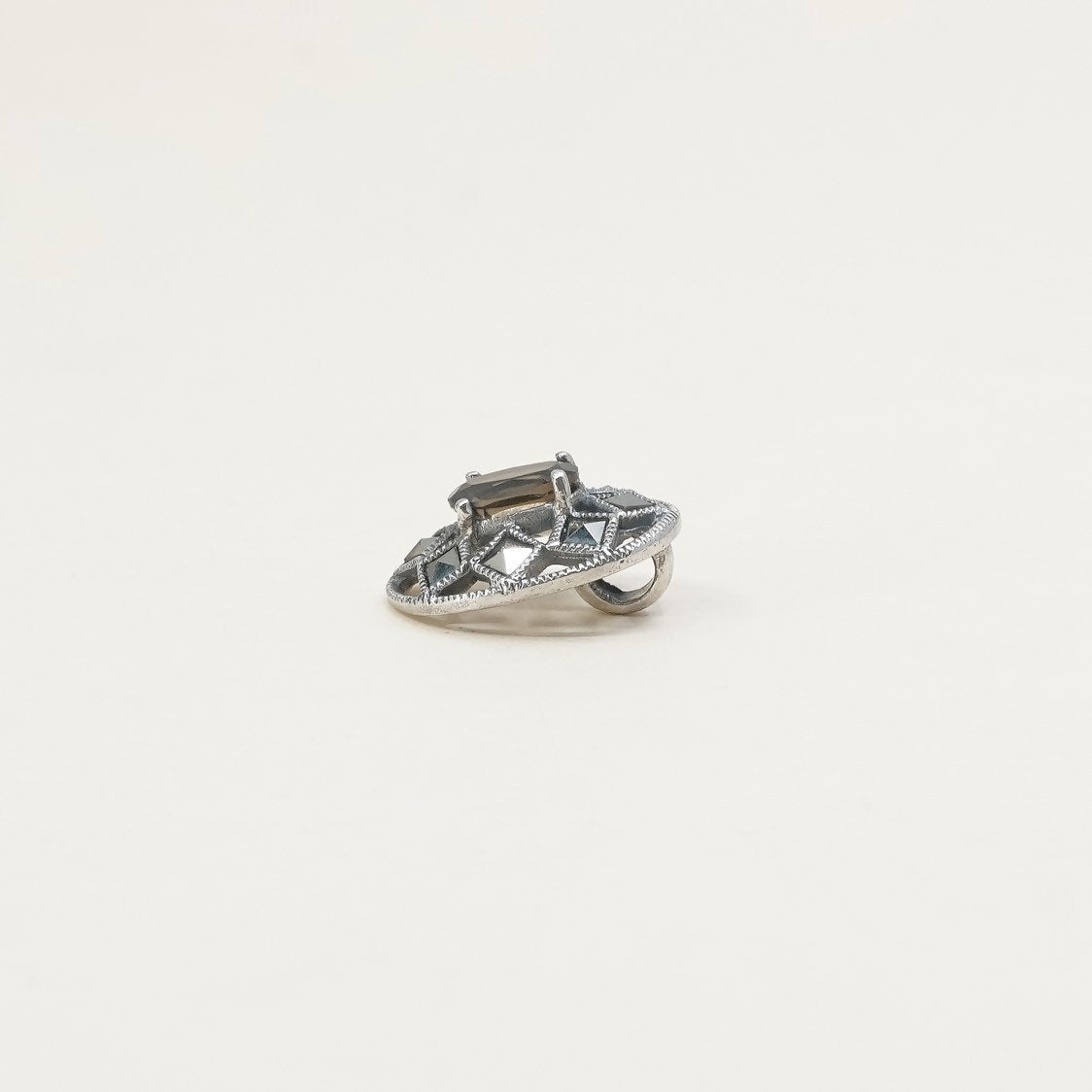 vtg sterling silver handmade pendant, Mexico 925 w/ marcasite oval pendant