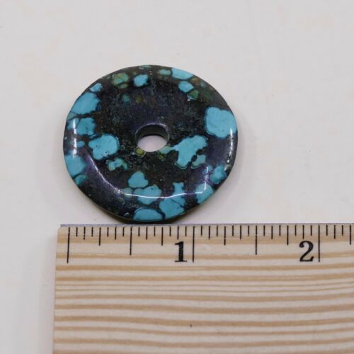 Vtg Circle Kingsman Spiderwebbed Turquoise Pendant