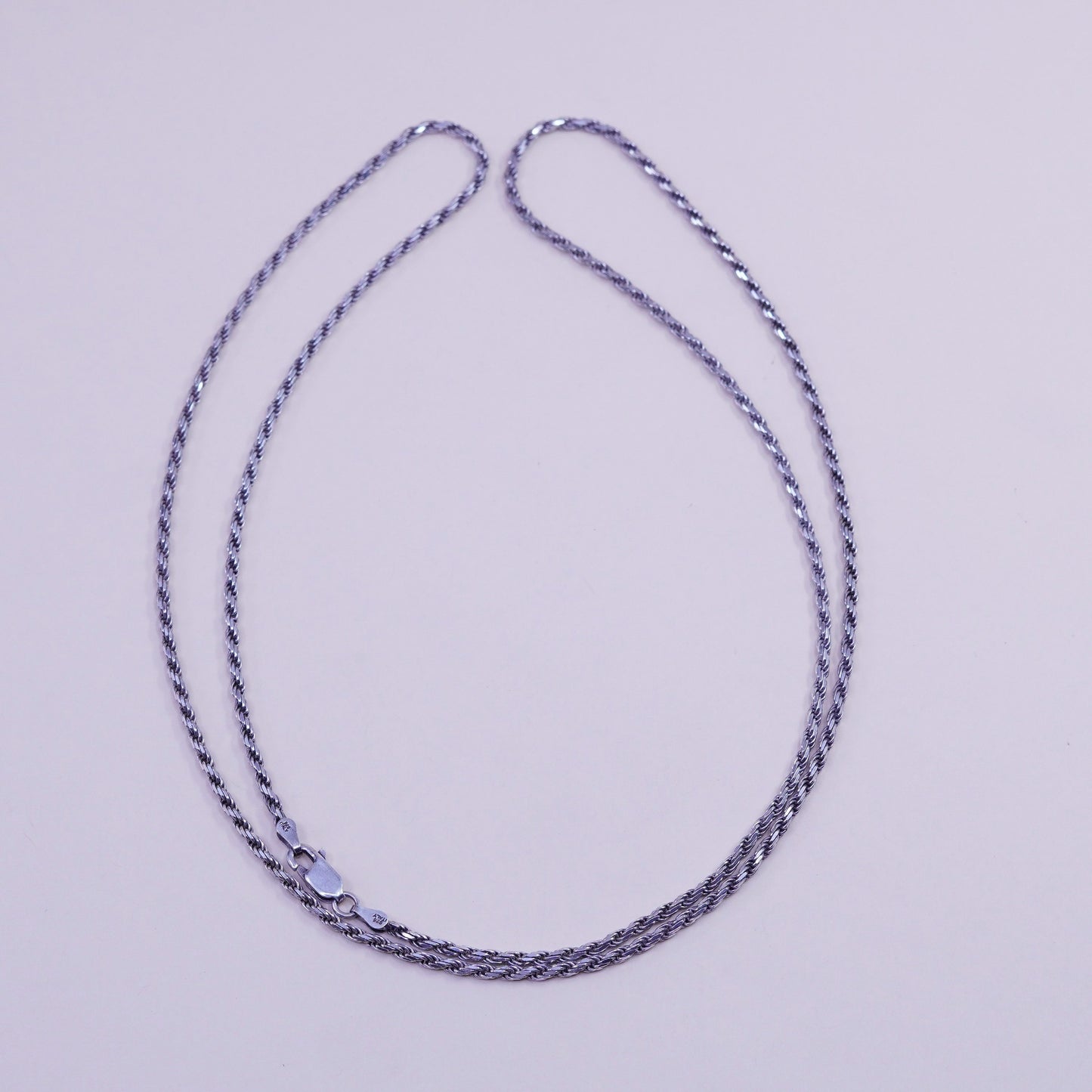 30”, 2mm, Vintage sterling silver Italy 925 diamond cut rope chain, necklace