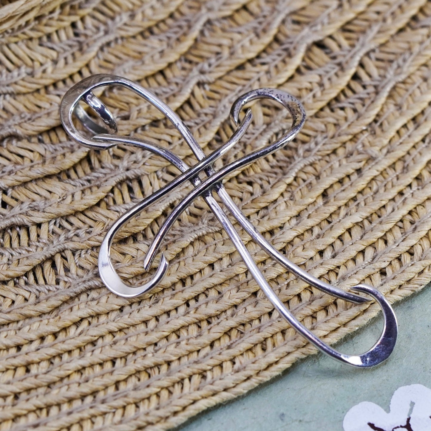 Vintage Sterling silver handmade pendant, 925 wired cross