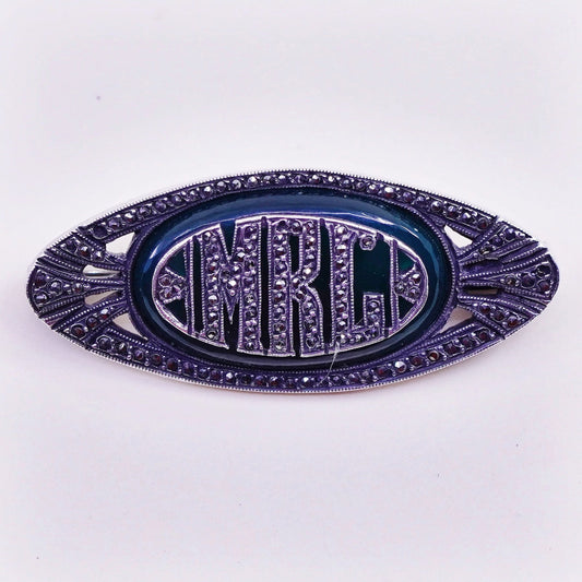 Vintage sterling silver handmade brooch pin with monogram “MRC”