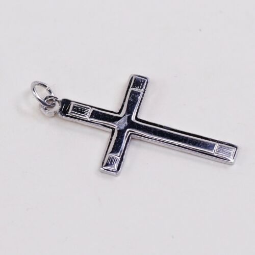 Vintage Sterling Silver Handmade Pendant, 925 silver cross Charm, Stamped