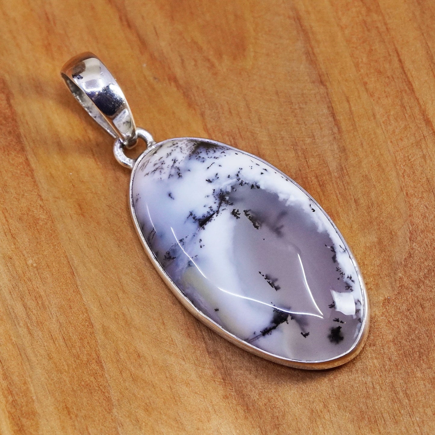 Vintage Sterling silver handmade pendant, 925 oval with rutilated quartz