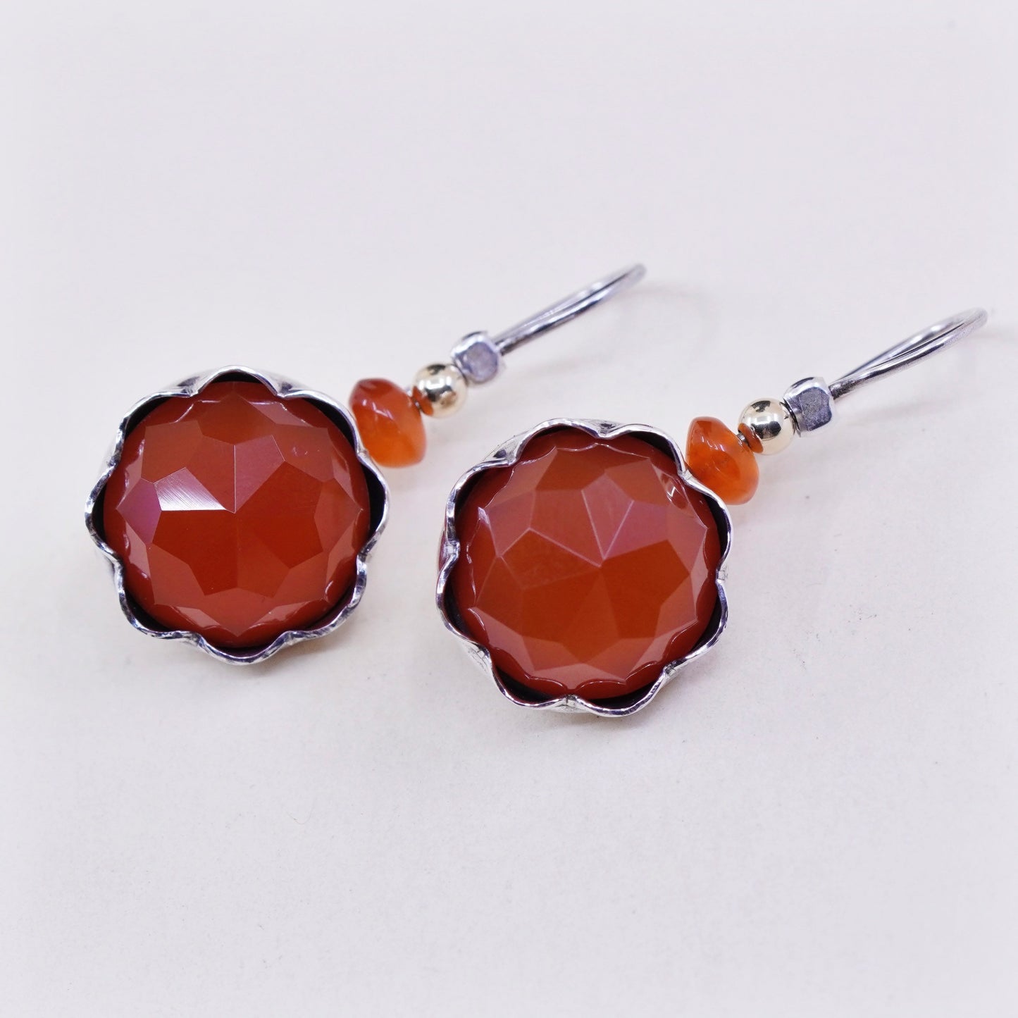 Israel Silpada 14K gold bead with Sterling 925 Silver earrings and carnelian
