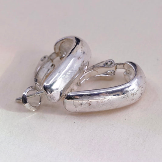 0.75”, vtg sterling silver loop earrings, fashion minimalist primitive hoops