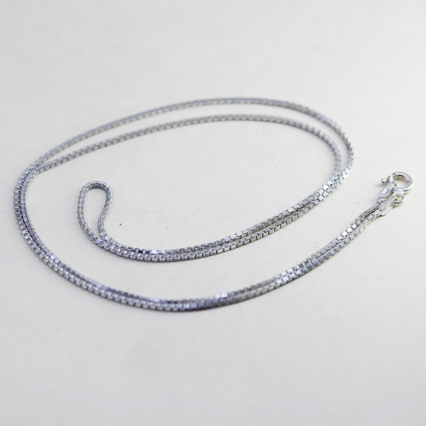 24”, 1mm, Vintage Italian sterling 925 silver box chain, necklace