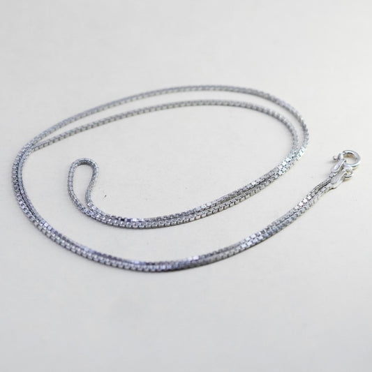 24”, 1mm, Vintage Italian sterling 925 silver box chain, necklace