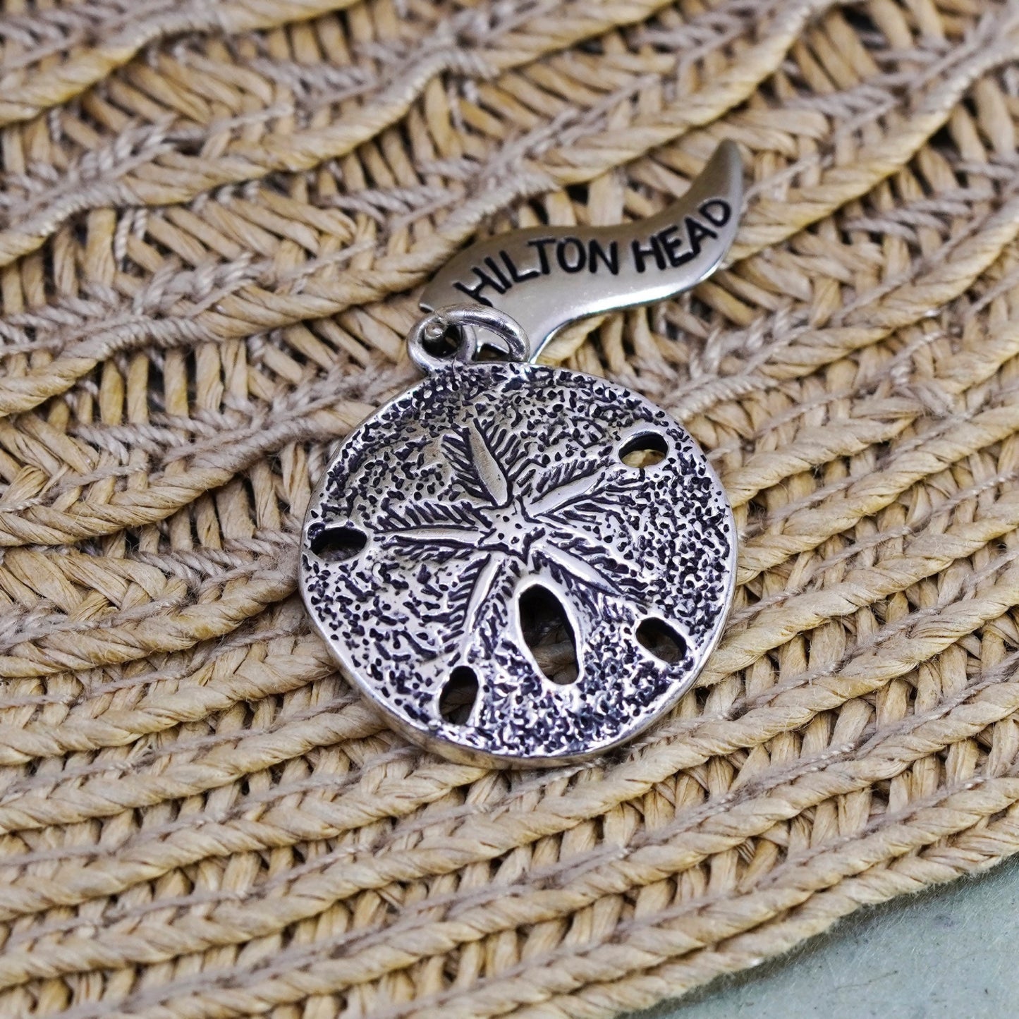 Native American Wheeler jewelry Sterling Silver Pendant, 925 sand dollar charm