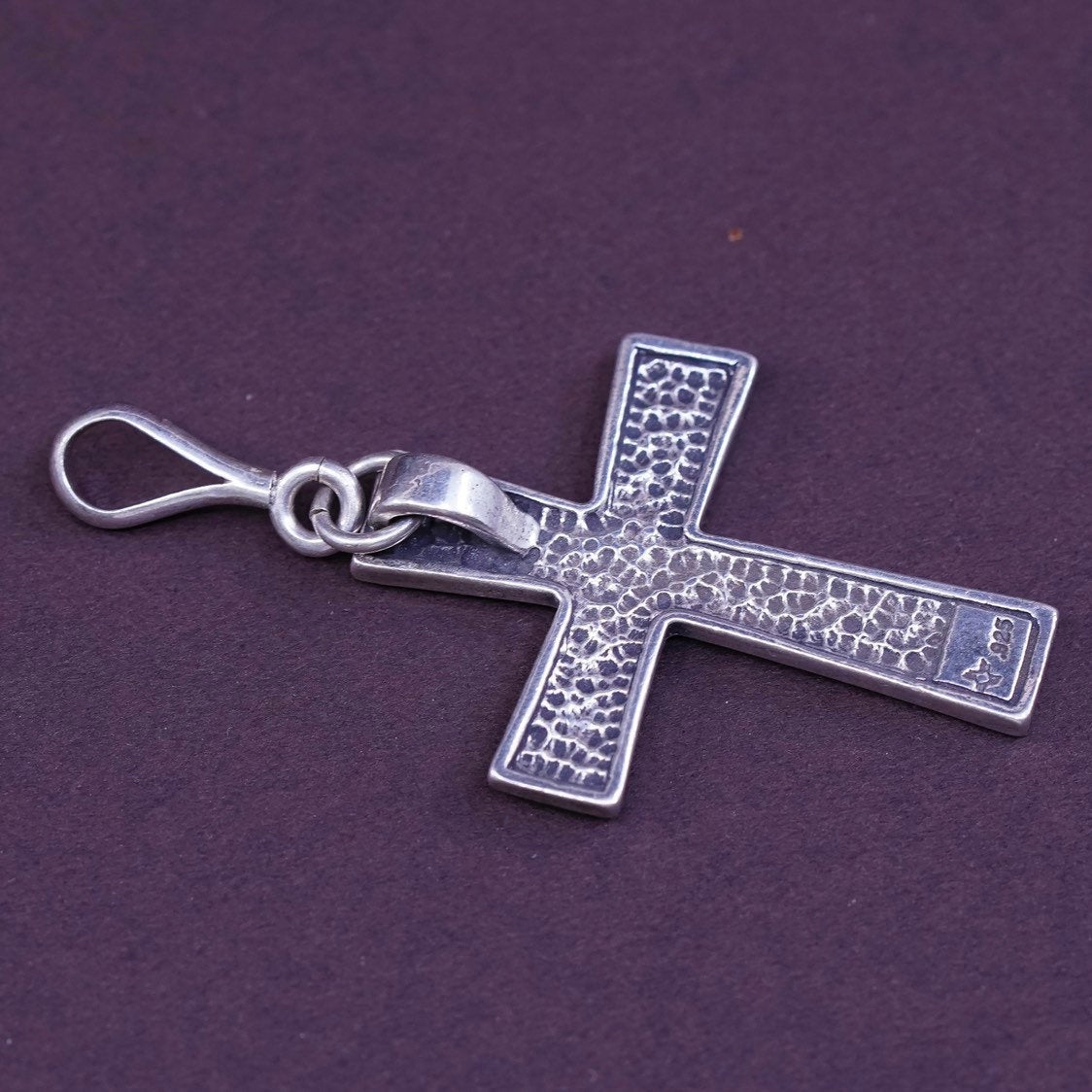 vtg Sterling silver handmade pendant, 925 filigree cross