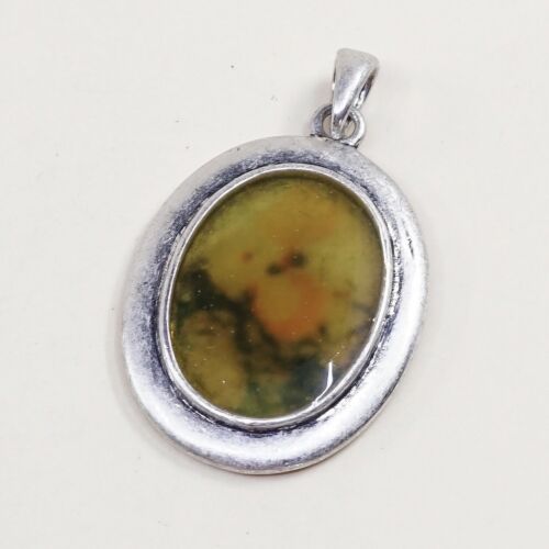 Vintage Sterling Silver Handmade Pendant, 925 Silver With Resin Inkay