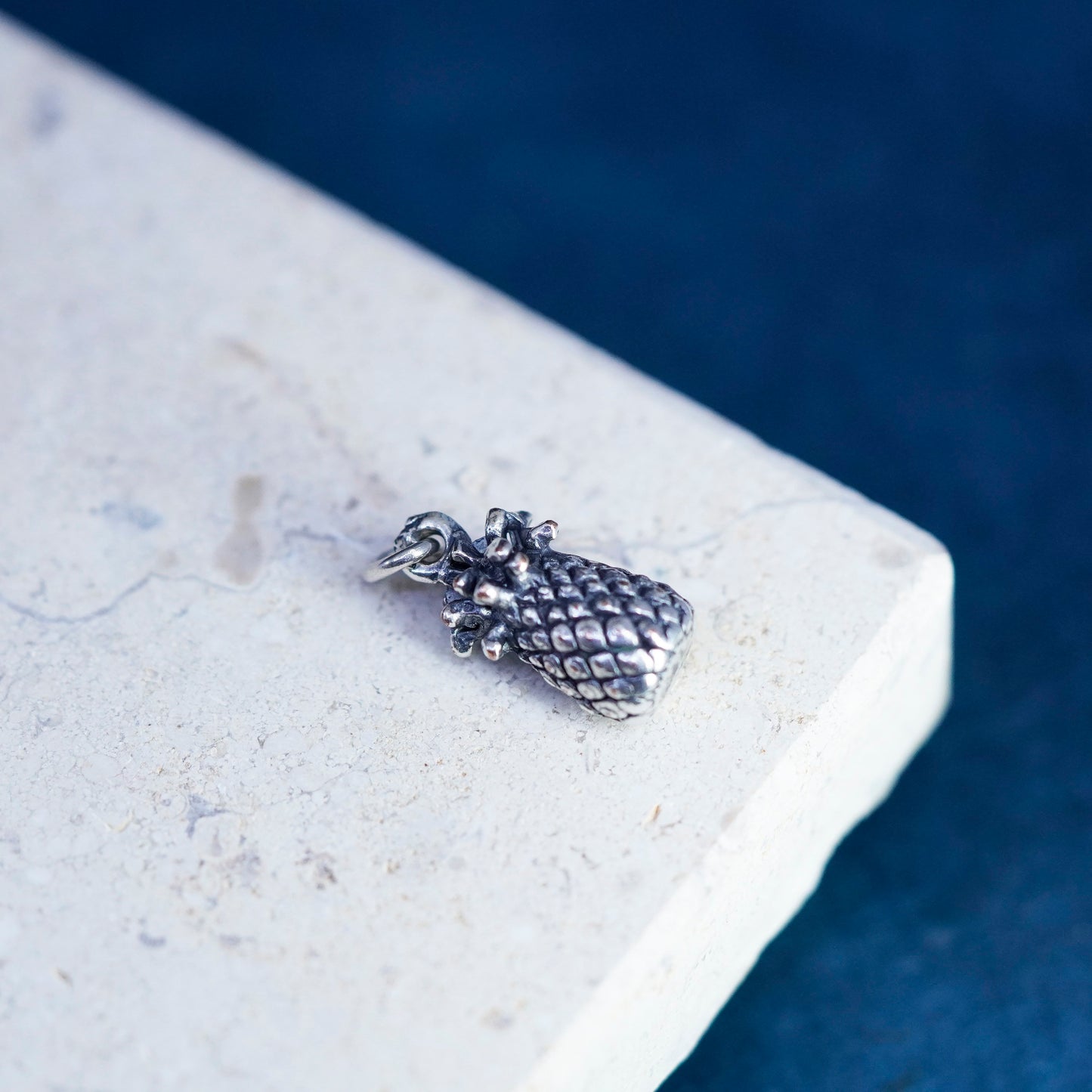 Vintage silver tone pineapple charm pendant