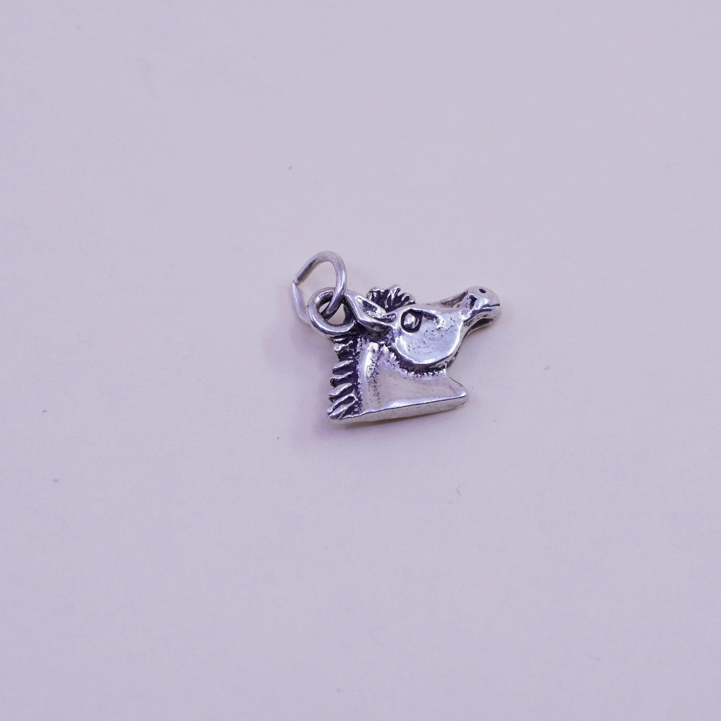 Handmade vintage Sterling silver pendant, 925 horse head charm