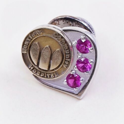 CTO Two Tone 14K White Yellow Gold westlake community hospital pin W/ Ruby