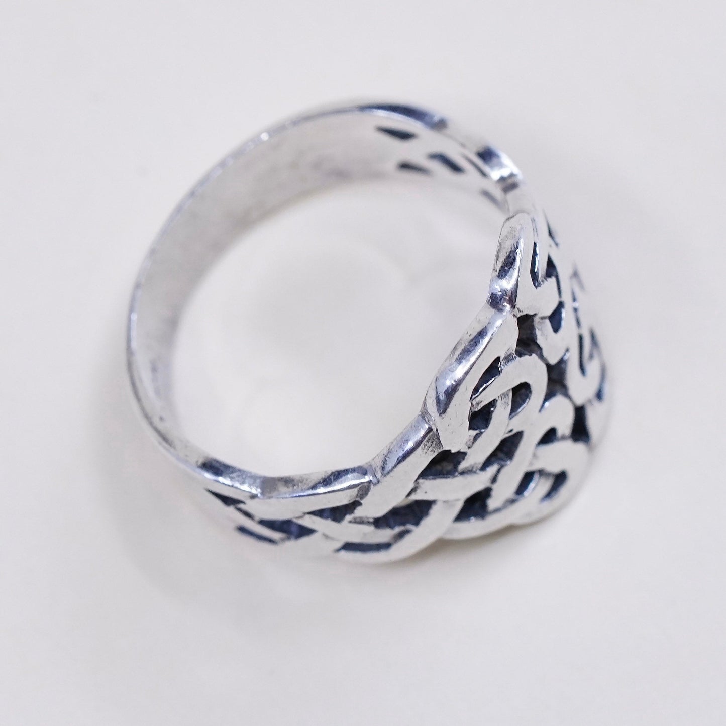 Size 6, vtg BOMA Sterling 925 silver handmade irish woven braided ring, band
