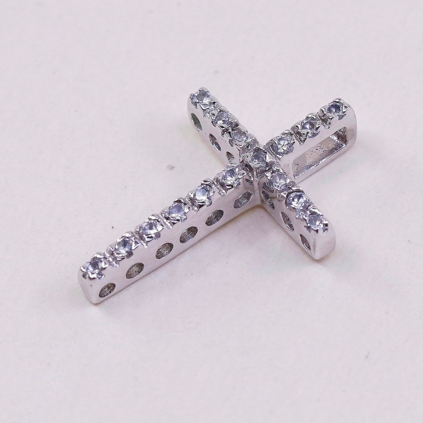 VTG Sterling 925 silver w/ clear crystal cross pendant