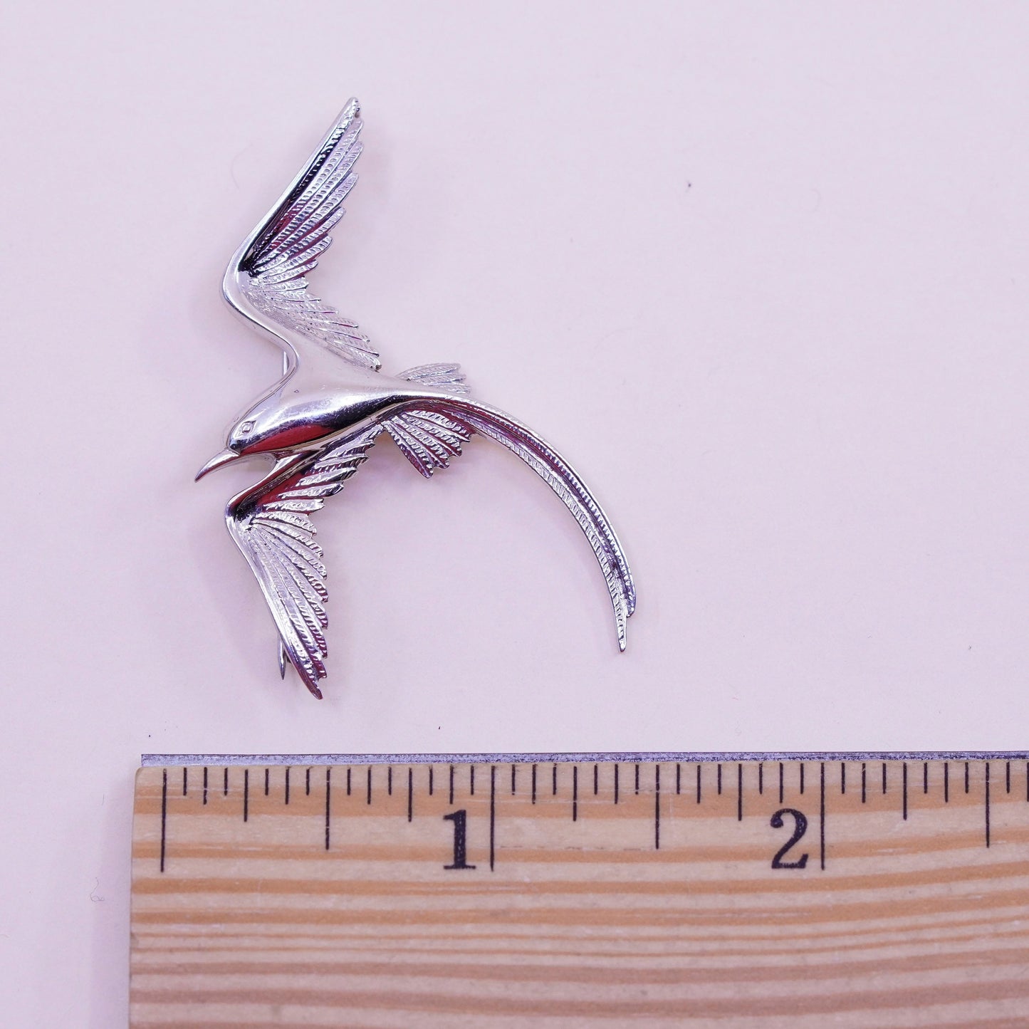 Vintage Mexico sterling silver handmade brooch, 925 bird pin