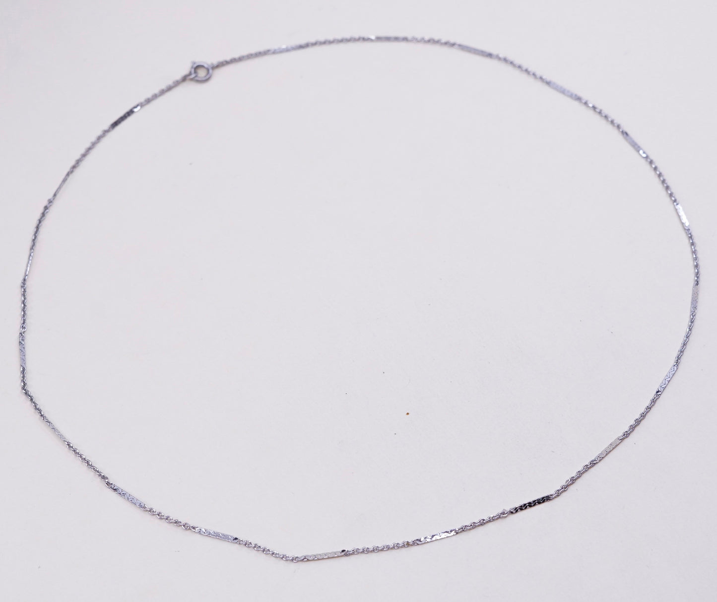 18”, 1mm, Vintage sterling silver necklace, 925 circle chain with flatten bar