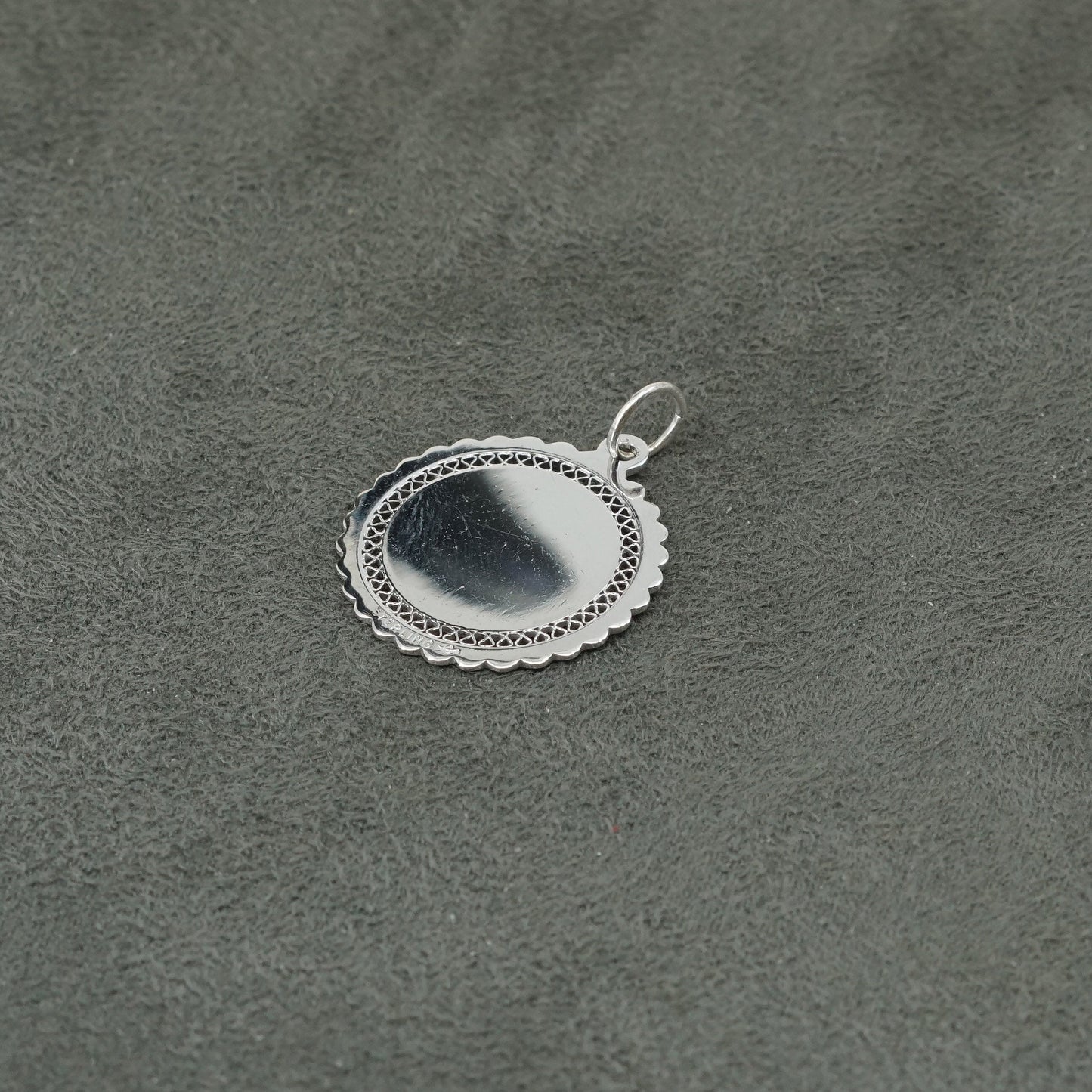 vtg Sterling silver handmade engraved "lovely 18" pendant, 925 tag charm