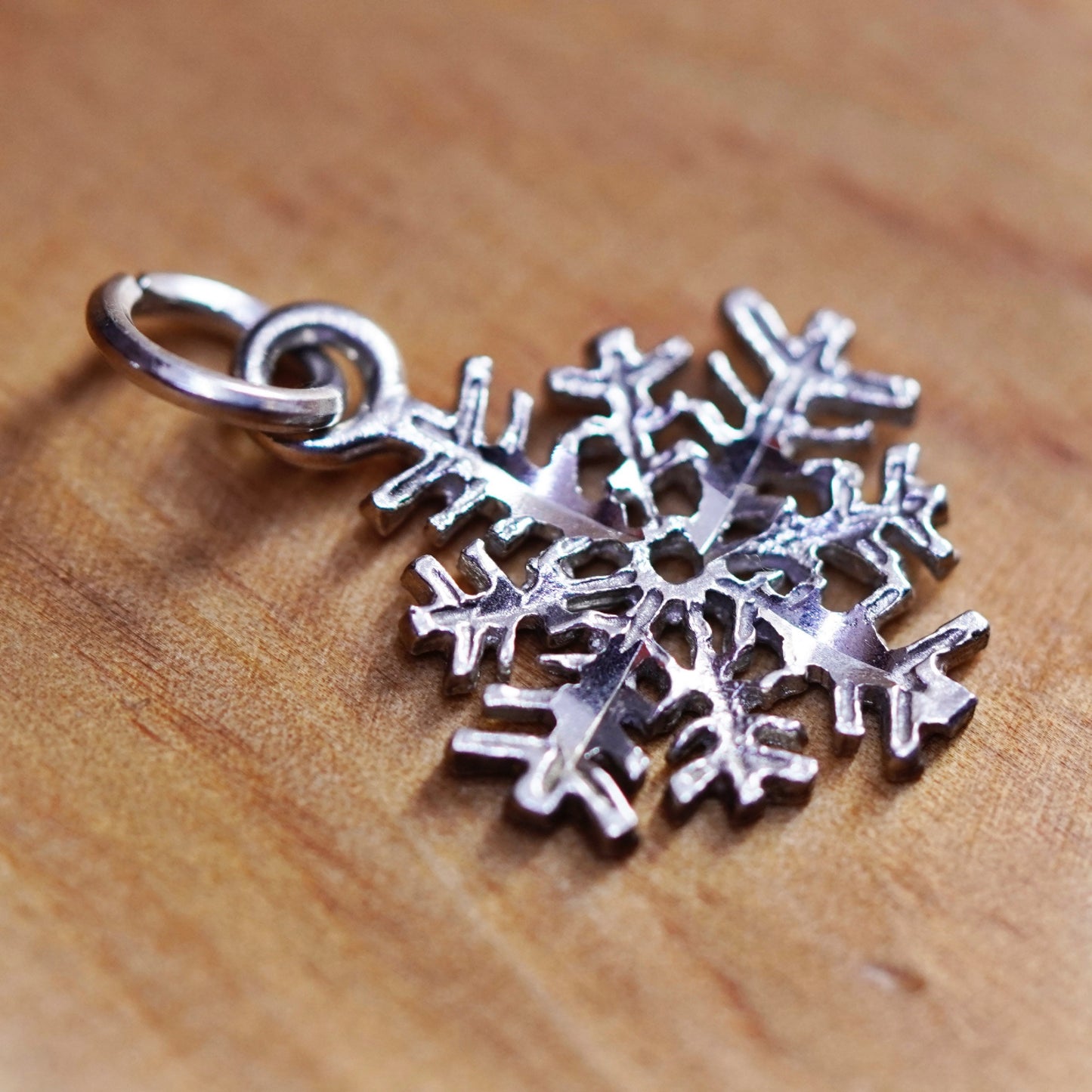 Vintage sterling 925 silver handmade snowflake charm pendant