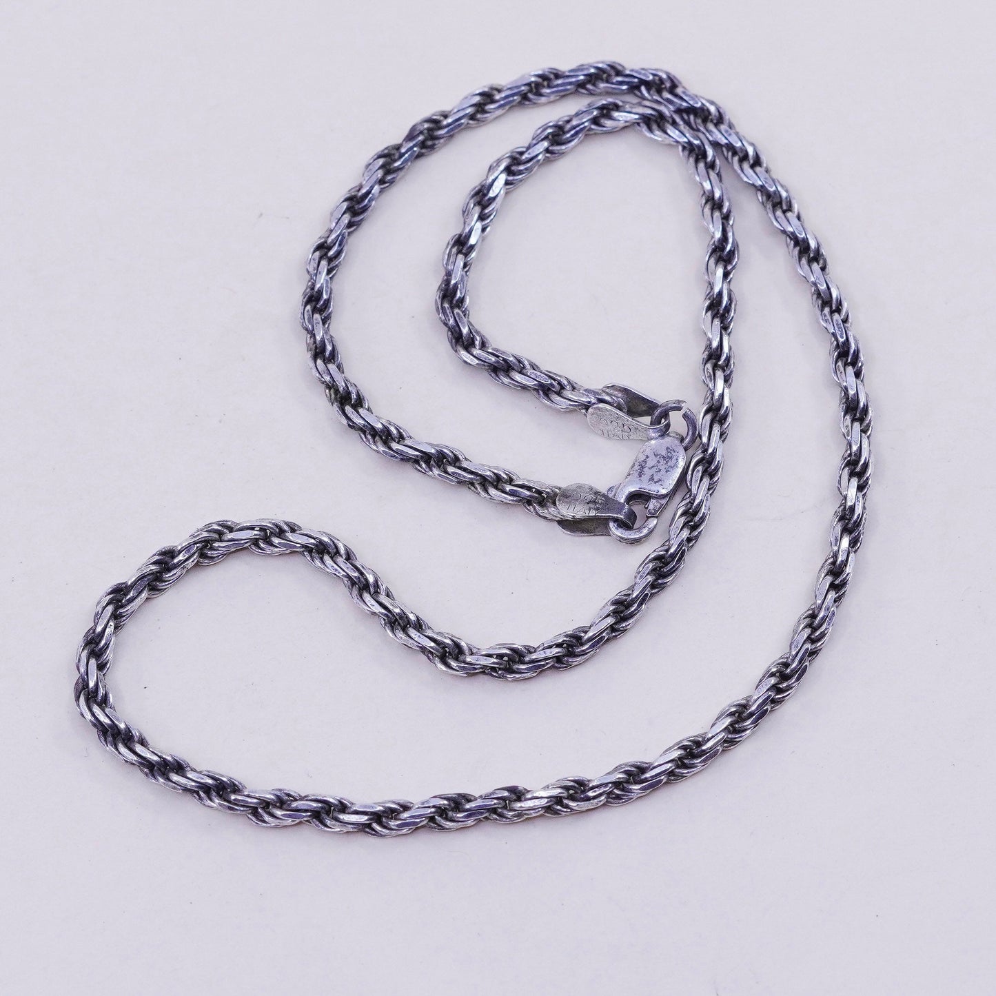 16” 4mm, vintage sterling silver necklace, 925 diamond rope chain