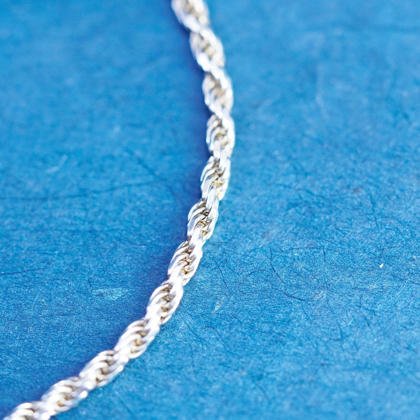 30”, 2mm, vintage Sterling silver handmade necklace, 925 rope chain