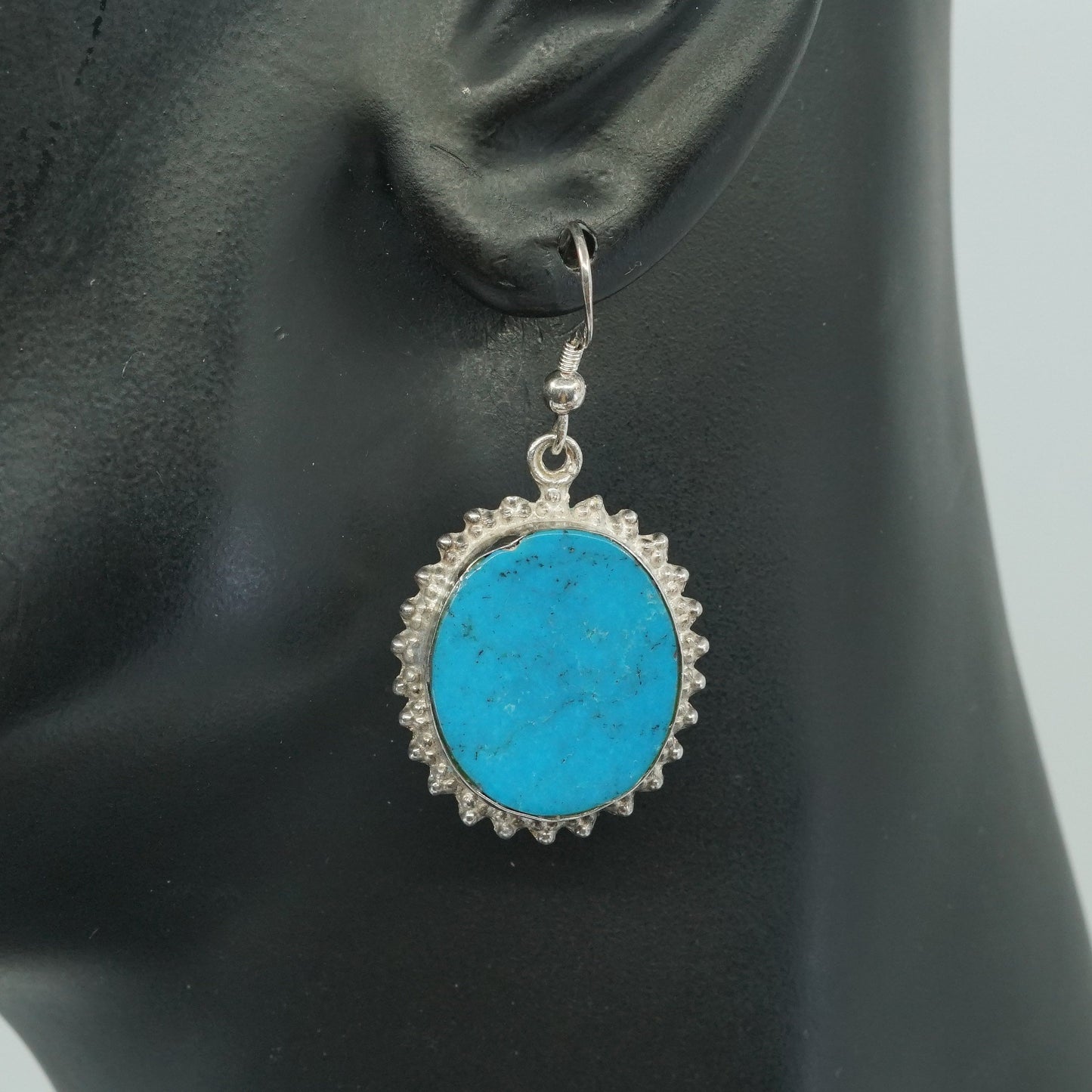 vtg Sterling silver handmade earrings, Mexico 925 w/ turquoise