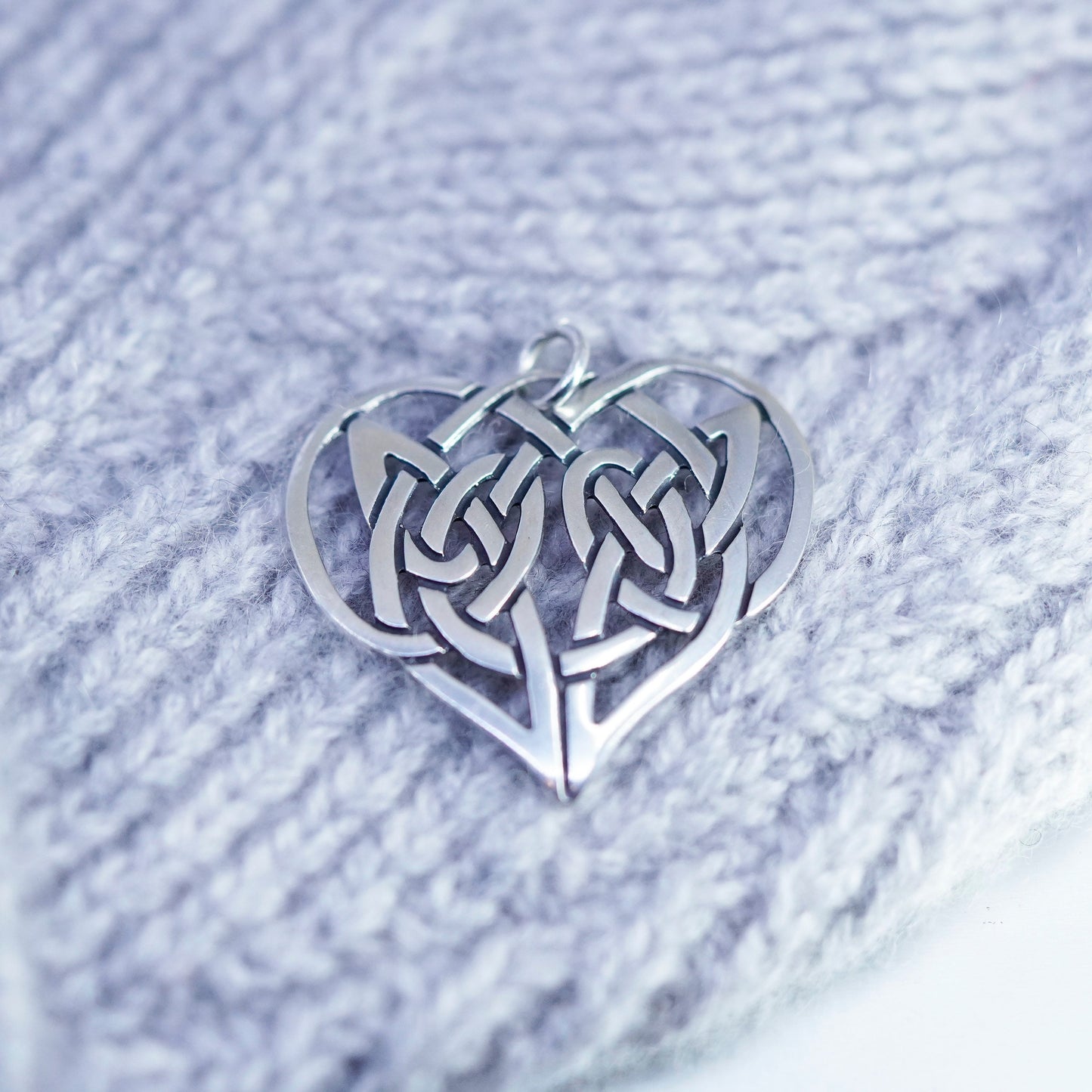 Vintage sterling 925 silver handmade Irish Celtic knot heart pendant