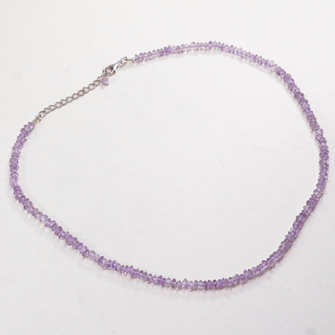 16+2”, vtg sterling silver handmade necklace, amethyst beads