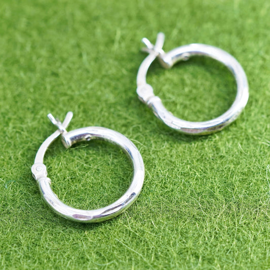 0.5”, sterling silver loop earrings, minimalist, textured 925 hoops, huggie